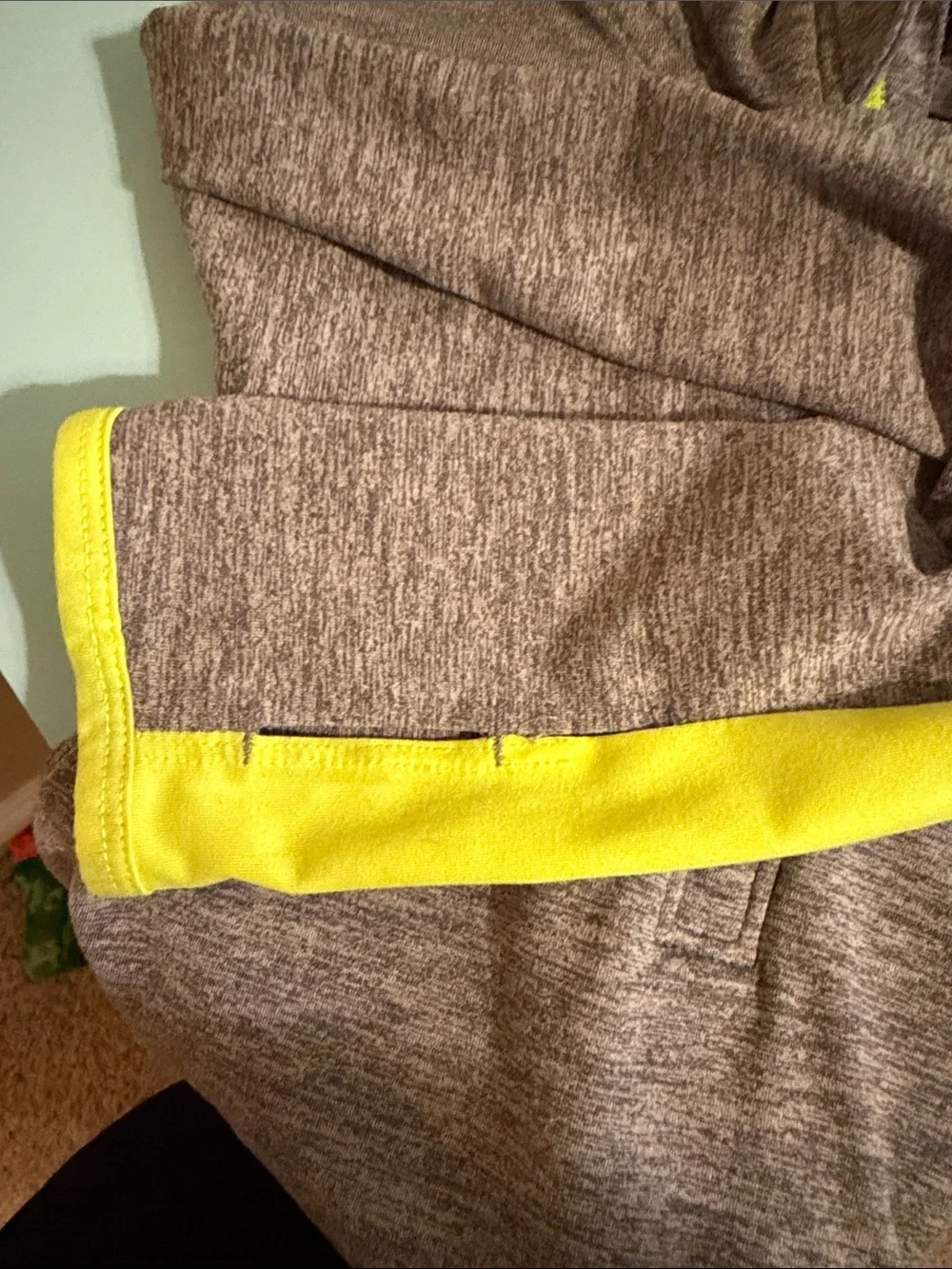 Nike Gray Half-Zip Turtleneck Sweater with Neon Yellow Accents